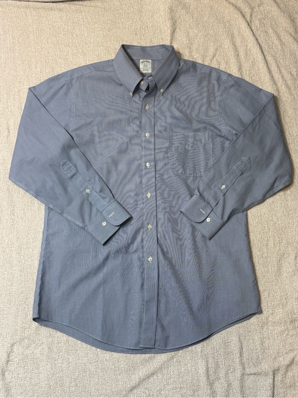 Brooks Brothers 1818 Regent Shirt 16 2/3 Blue Check Preppy Old Money